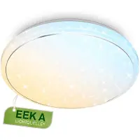 Briloner LED-plafondlamp Star, dimbaar, wit / opaal, Woon-/ Eetkamer, Kunststof, Modern, LED plafondlamp
