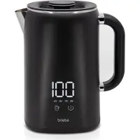 Briebe KT1175BLK, 1,7 liter, 1500 watt, zwart, roestvrij staal, verstelbare thermostaat, waterniveau-indicator