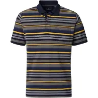 Casa Moda Poloshirt grijs gele strepen 2 knoops