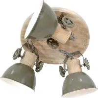 Steinhauer Plafondspot Gearwood, 3-lamps rond, groen dimbaar, hout licht, Woon-/ Eetkamer, Hout, Vintage, buitenspot