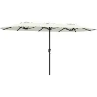 Outsunny Dubbelzijdige Paraplu - Metaal, Polyester - 459 x 266 x 235 cm - Crème