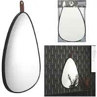 Home Deco Factory Spiegel - zwart - 60 x 40 cm - kunststof - ovaal vorm - met haakje