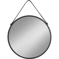 Ebuy24 Zwarte Trapani spiegel: Staal en leer, ø60 cm