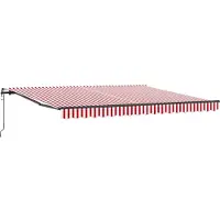 vidaXL Uitschuifbare luifel Rood en Wit 400 × 350 cm Stof en Aluminium