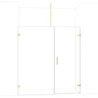 Maxaro Diamond Douchedeur | 185 cm Glanzend lichtgoud Helder glas Draaideur