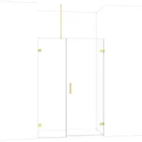 Maxaro Diamond Douchedeur | 135 cm Glanzend lichtgoud Helder glas Draaideur