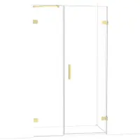 Maxaro Diamond Douchedeur | 115 cm Glanzend lichtgoud Helder glas Draaideur