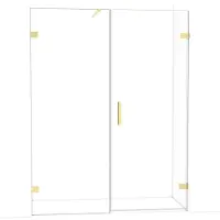Maxaro Diamond Douchedeur | 155 cm Glanzend lichtgoud Helder glas Draaideur