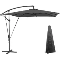 Outsunny Terrasparasol met zijpaal - Metaal, Polyester - 247x247x256 cm - Donkergrijs