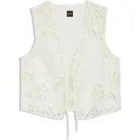 BOSS Geborduurd gilet met striksluiting