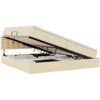 vidaXL Opbergbed met matras met hoofdeinde Crème 200 x 200 cm fluweel