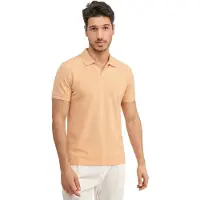 Blue industry Korte mouw effen poloshirt oranje v-hals