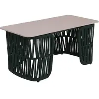 Mendler Loungetafel HWC-P90, tuintafel, balkon tafel, geschikt voor buiten, met gevlochten touw, materiaal: sintered stone, afmetingen: 43x90x45 cm, kleur: groen, blad: crème