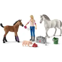 Schleich FARM WORLD - Arts bezoekt merrie en veulen - Speelfigurenset - Kinderspeelgoed voor Jongens en Meisjes - 3 tot 8 jaar - 8 Onderdelen