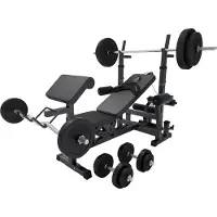 Gorilla Sports Universele Halterbank Zwart Met 100 kg Halterset Kunststof