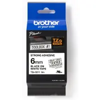 Brother Tape TZe-S211 Zwart op wit (6 mm)