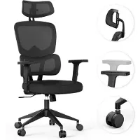 Sense7 VENO - Ergonomische Bureaustoel - Verstelbare rugleuning - Armleuningen en hoofdsteun comfortabel en duurzaam - tot 185 cm en 120 kg - Zwart
