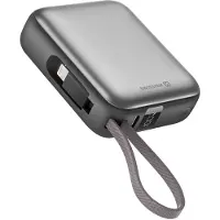 Swissten Powerbank - 22013939 - With Built-in USB-C And Lightning Cables - 10.000 mAh - Silver