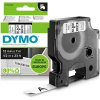 Dymo D1 12mm x 7m Zwart Wit Labels