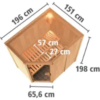 Karibu Sauna Saja (entree aan de zijkant), volledig glazen deur, bronskleurig, zonder accessoires