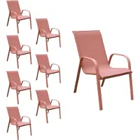 Happy Garden Set van 8 MARBELLA stoelen in terracotta textilene - terracotta aluminium