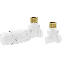 LuxeBath Thermostaatkraan + retour schroefverbinding voor radiatoren Wit 1/2" hoekvorm Thermostaatkop