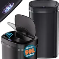 Monzana Sensor afvalbak Zwart roestvrij staal 40L