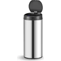 Juskys Automatische Prullenbak / Afvalemmer / Sensorprullenbak - 50 Liter - Zilver - Rond