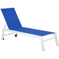 Happy Garden BARBADOS ligstoel in blauw textilene - wit aluminium