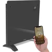 Vonroc Luxe Elektrische kachel – Convector - Glazen paneel – 500W/1000W - Grijs | WIFI