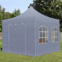 TOOLPORT 3x3 m Easy up partytent met zijwanden (4 vensters), PROFESSIONAL alu 40mm, donkergrijs