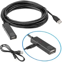S-Impuls Actieve USB naar USB verlengkabel - incl. DC - USB voedingskabel - USB2.0 - tot 0,5A - 10 meter
