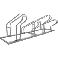 Baumarktplus TRUTZHOLM - Fietsenrek Voor 4 Fietsen - 140x45 cm - Hoogte-Offset - Thermisch Verzinkt Staal Grijs - Rijparkeerder Vloer