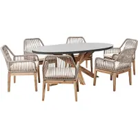 Beliani ORISTANO/OLBIA - Tuinset 6-zits - Grijs/Beige/Lichthout - Beton