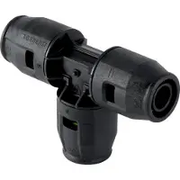 Geberit pushfit systeemfitting met 3 aansluitingen, pvdf, t-stuk, 16 mm 16 mm 16 mm, zwart