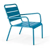 Oviala - Lage relax tuinstoel van blauw staal Pacific - Palavas