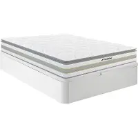 Vente-unique Set 160 x 200 cm bedbodem met opbergruimte, wit + matras met pocketveren met ingebouwd dekmatras van 29 cm dik - CANTERBURY van YSMÉE