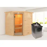 Karibu | Elea Sauna met Dakkraag | Kachel 9 kW Geïntegreerde Bediening