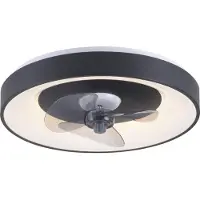 JUST LIGHT LED plafondventilator Venika, zwart CCT, met afstandsbediening, Ø 48,6 cm dimbaar, zwart, Woon-/ Eetkamer, metaal, Modern