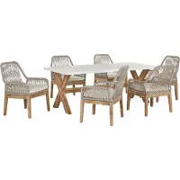 Beliani OLBIA - Tuinset voor 6 stoelen - Wit/Beige - Vezelcement
