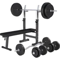 Gorilla Sports Verstelbare Halterbank Met 100 kg Halterset Kunststof
