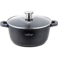 Northix Braadpan met deksel - 24cm - Zwart - Inductie