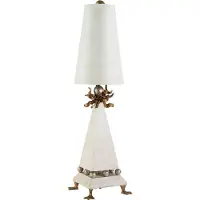 Flambeau LED Tafellamp Leda | 1X E27 Max 60W | Cream Patina, Gold Leaf