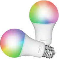 Trust E27 DUO-PACK LED RGBCW WI-FI Slimme WiFi LED-lamp, wit en gekleurd, E27 fitting, kan worden bediend vanaf je smartphone/tablet