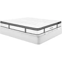 Vente-unique Boxspring set met opbergruimte 180 x 200 cm, kleur wit + matras hybride met 7-zone pocketvering met traagschuim dikte 30 cm - OLIANE van YSMÉE