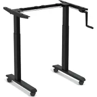Worktrainer - StudyDesk - Klein handslinger zit-sta bureau - Hoogte 60,8 - 106 cm - Breedte 75 - 110 cm - Verrijdbaar - In hoogte verstelbaar - Zwart