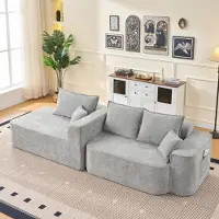 STILVORA Hoekbank in L-vorm met chaise longue, extra diepe zit en flexibel modulaire opstelling. Ideaal als woonkamerbank en voor gezinnen. Kleur: grijs, materiaal: chenille