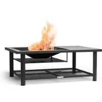 Blumfeldt Merano Avanzato L vuurschaal - 3-in-1 vuurschaal met grillrooster & tafel, robuust stalen frame, terrazzo tafelblad, incl. vonkenvanger, pook & deksel, voor tuin & terras
