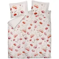 Vandyck Dekbedovertrek Poppy Fields Cream Tan Satijn-240 x 200 / 220 cm | Lits-Jumeaux