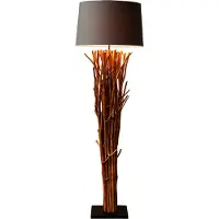 Invicta Vloerlamp EUPHORIA 175 cm met grijsbruine linnen kap in drijfhoutkleur. - 19472